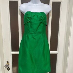 Kate Spade Strapless Dress in Lush Green Silk